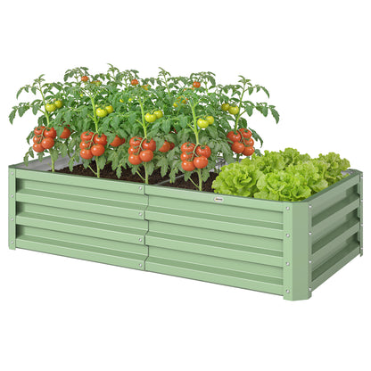 216L Raised Garden Bed, Galvanised Planter Box Outdoor with Open Bottom, Metal Raised Garden Bed Kit for Vegetables, Flowers and Herbs, 120 x 60 x 30.5cm, Light Green