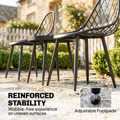3-Piece Outdoor Bistro Set with 2 Chairs and Round Table, Weather-Resistant Metal Frame, Modern Patio Furniture for Garden, Balcony, Porch, Black
