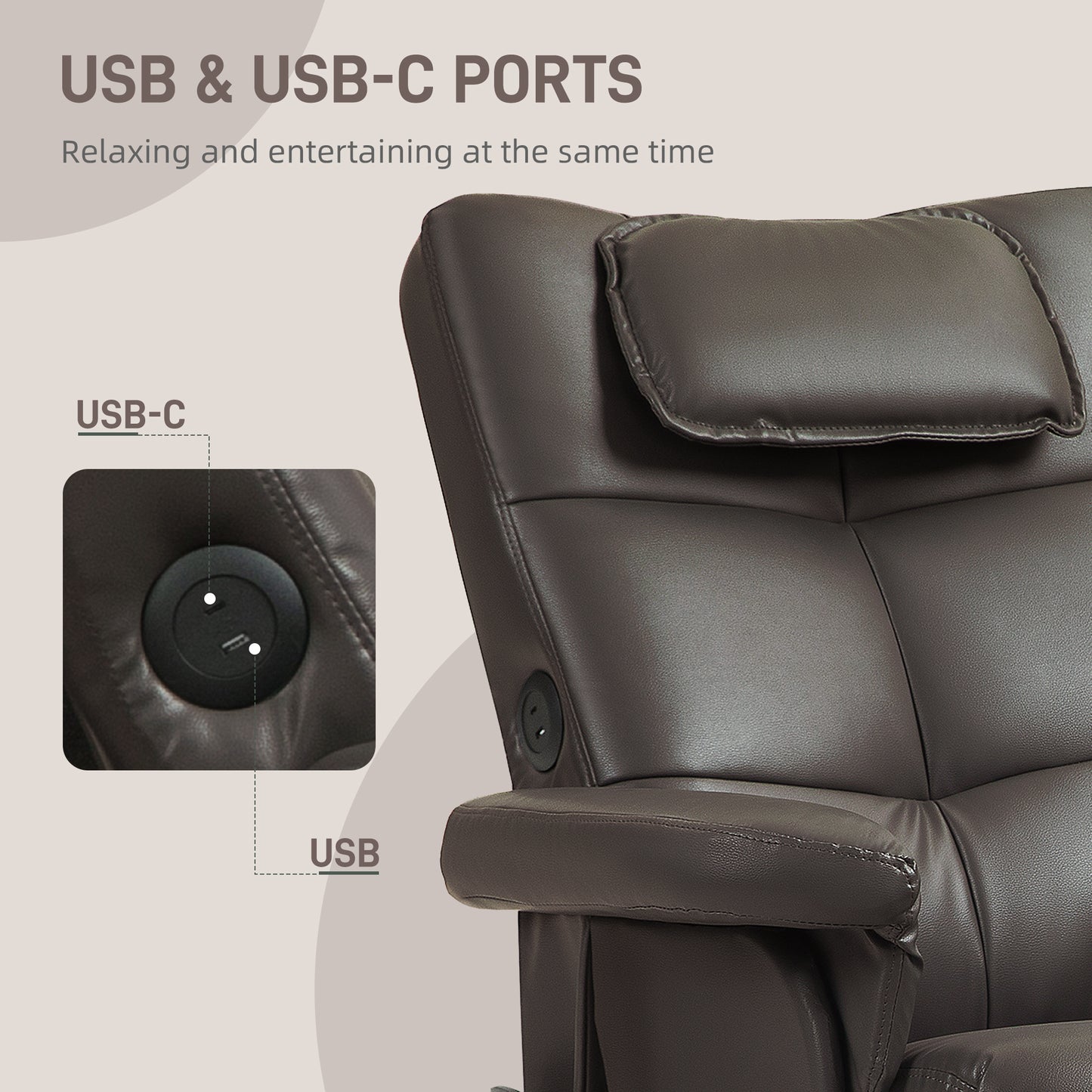 Warehouse Clearance Sale - Massage Recliner Chair with Footstool and Hidden Storage, Dark Brown