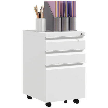 Filing Cabinet with Lock and Hanging Bar for Letter A4 Legal, White