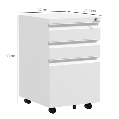 Filing Cabinet with Lock and Hanging Bar for Letter A4 Legal, White