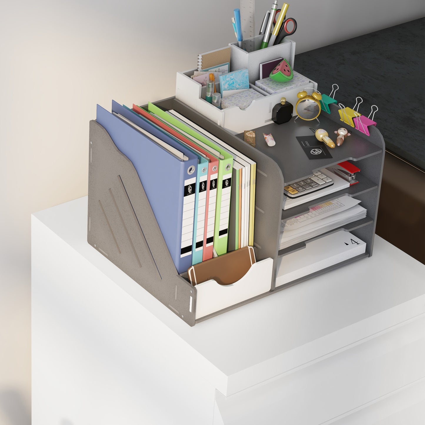 Filing Cabinet with Lock and Hanging Bar for Letter A4 Legal, White