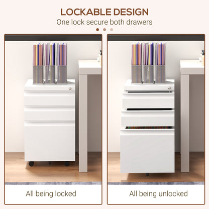 Filing Cabinet with Lock and Hanging Bar for Letter A4 Legal, White