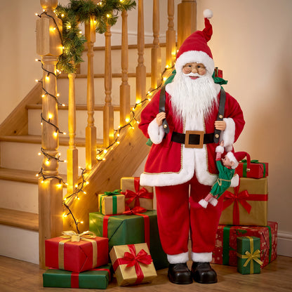 4ft Christmas Singing Dancing Santa Claus with Sack, Hanging Elf