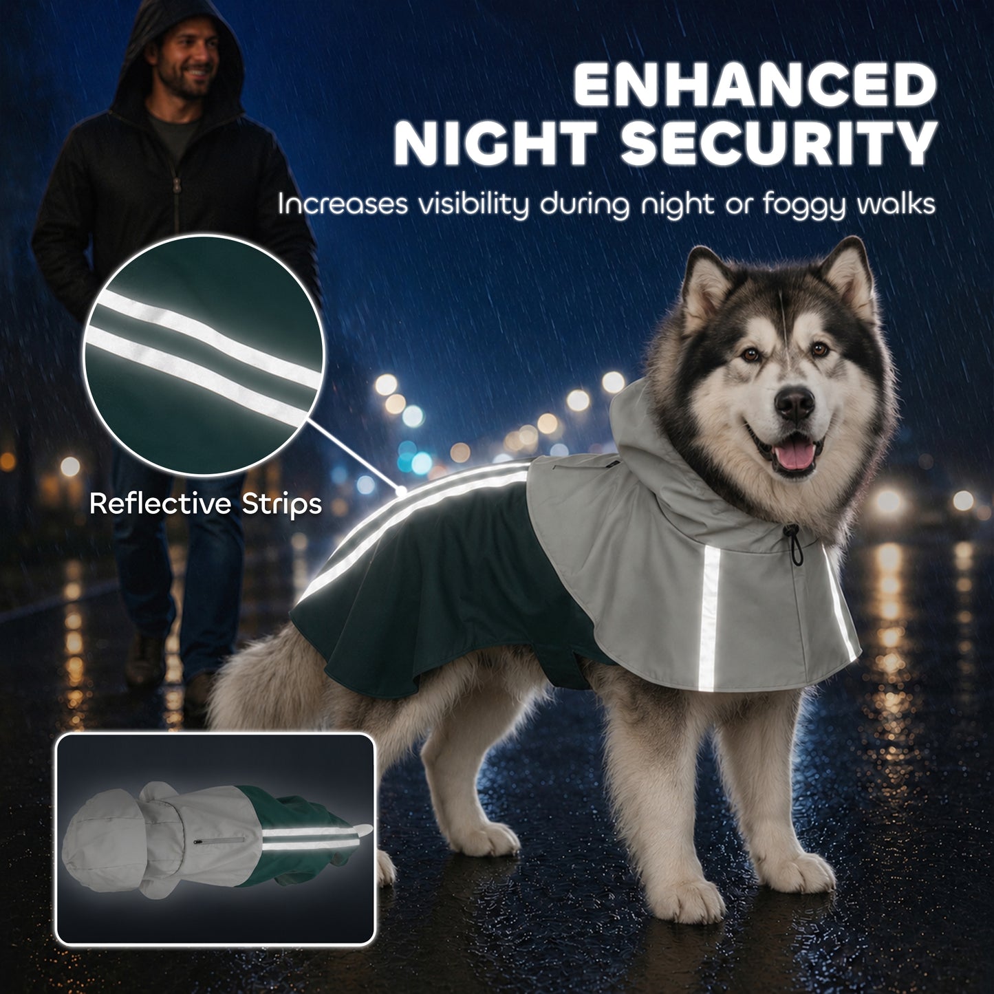 Dog Raincoat with Hood, Dog Rain Jacket, for Extra Large Dogs, XL