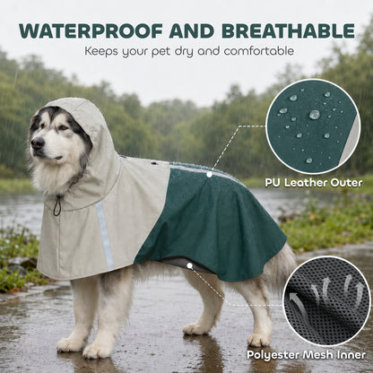 Dog Raincoat with Hood, Dog Rain Jacket, for Extra Large Dogs, XL