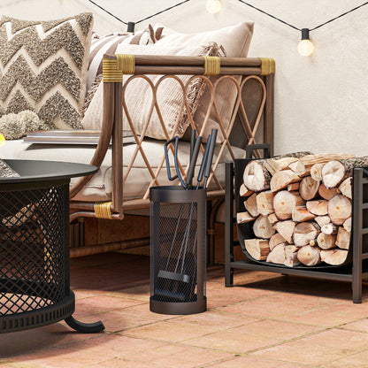5-Piece Fireplace Companion Set, Metal Fireplace Tools Set with Brush, Shovel, Poker, Tongs and Bucket, Fireside Companion for Indoor or Outdoor Fireplaces, Chimineas, Fire Pits