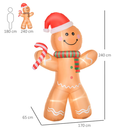 8ft Christmas Inflatable Gingerbread Man Lighted Indoor Outdoor Décor