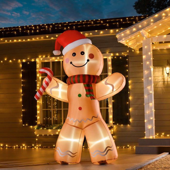 8ft Christmas Inflatable Gingerbread Man Lighted Indoor Outdoor Décor