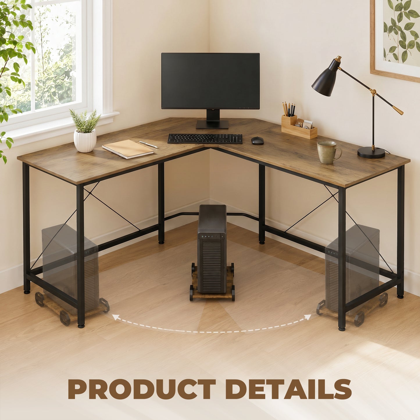 Corner L-Shape Computer Desk Gaming PC Workstation for Home Office