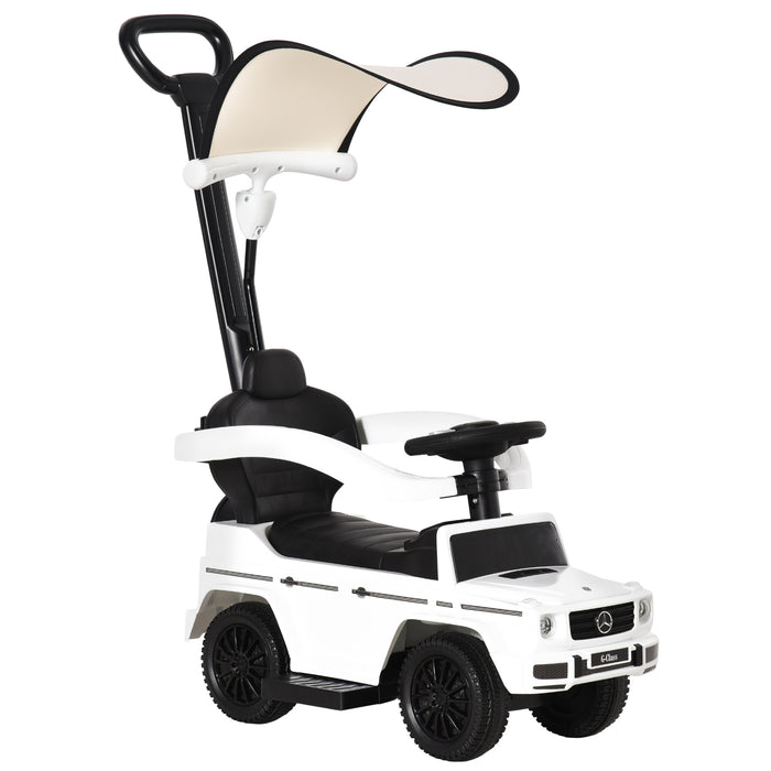 Mercedes-Benz G350 Ride-On Push Along Car Sliding Walker Foot to Floor Slider Stroller Toddler Vehicle with Horn Steering Wheel NO POWER White