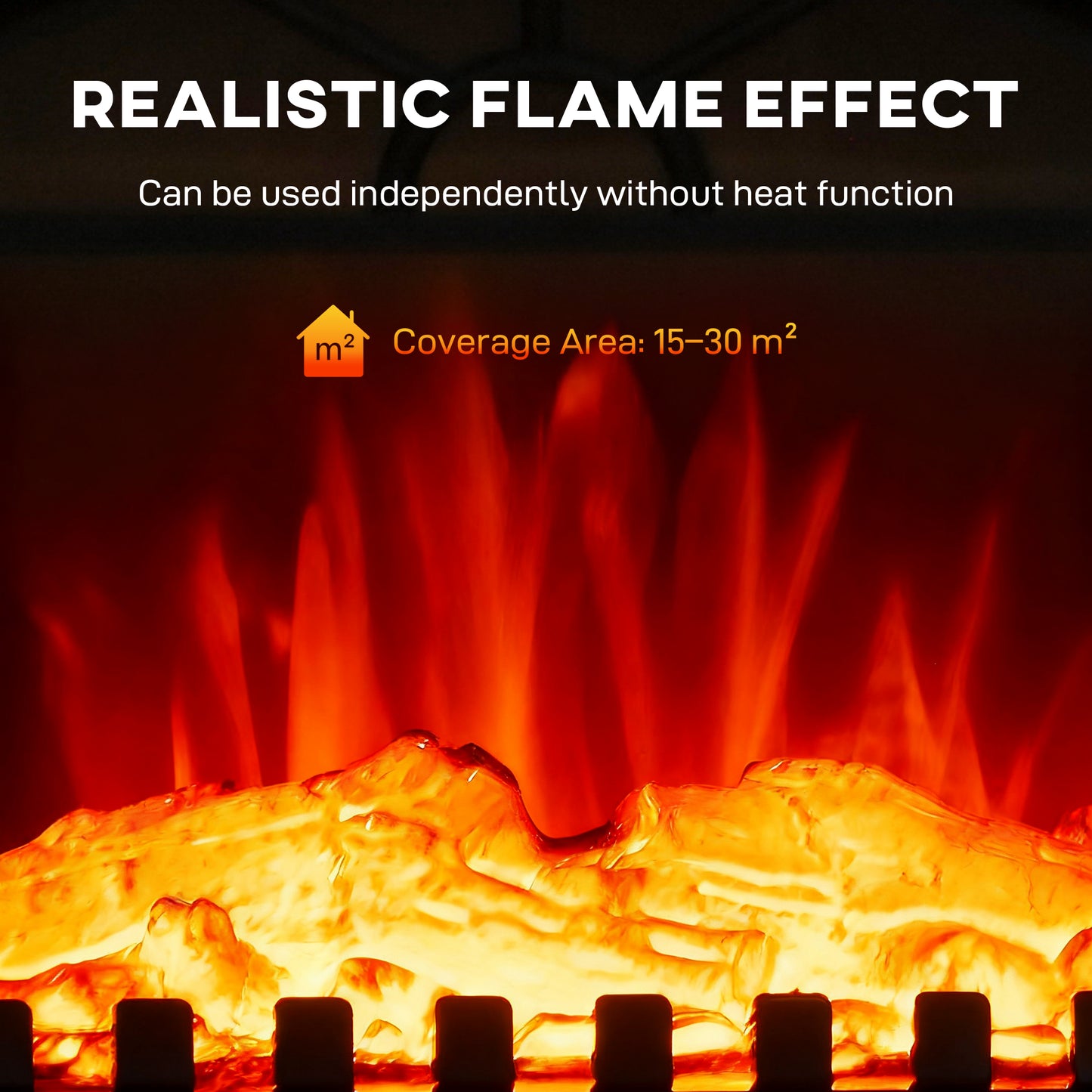 Portable Fireplace with Adjustable Thermostat, 2 Heat Settings, Black