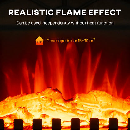 Portable Fireplace with Adjustable Thermostat, 2 Heat Settings, Black