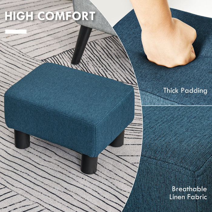 Linen Fabric Footstool Ottoman Cube with 4 Plastic Legs