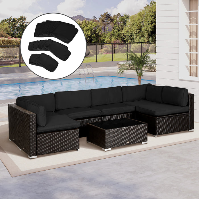 Garden Rattan Sofa Set Polyester Cover Replacement No Cushion Black