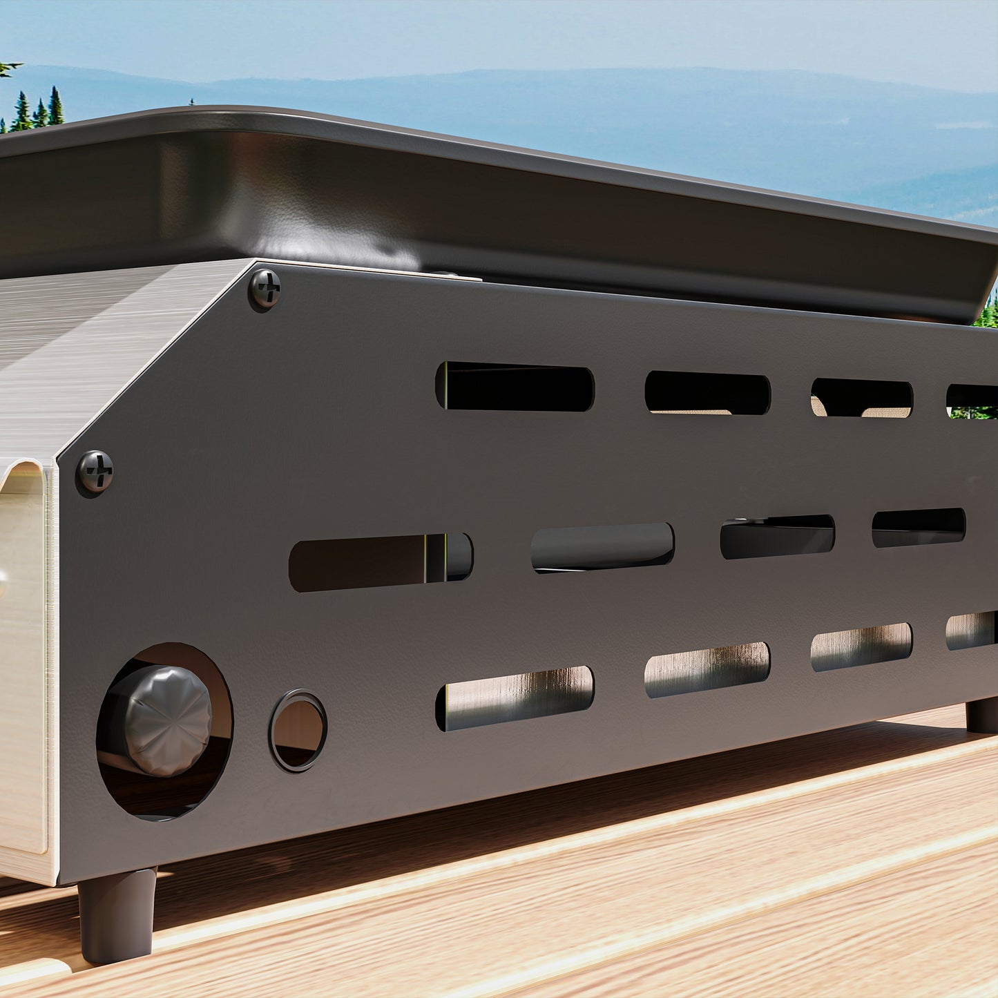 Gas Grill, Gas BBQ with Non-Stick Griddle for Camping, Silver Tone