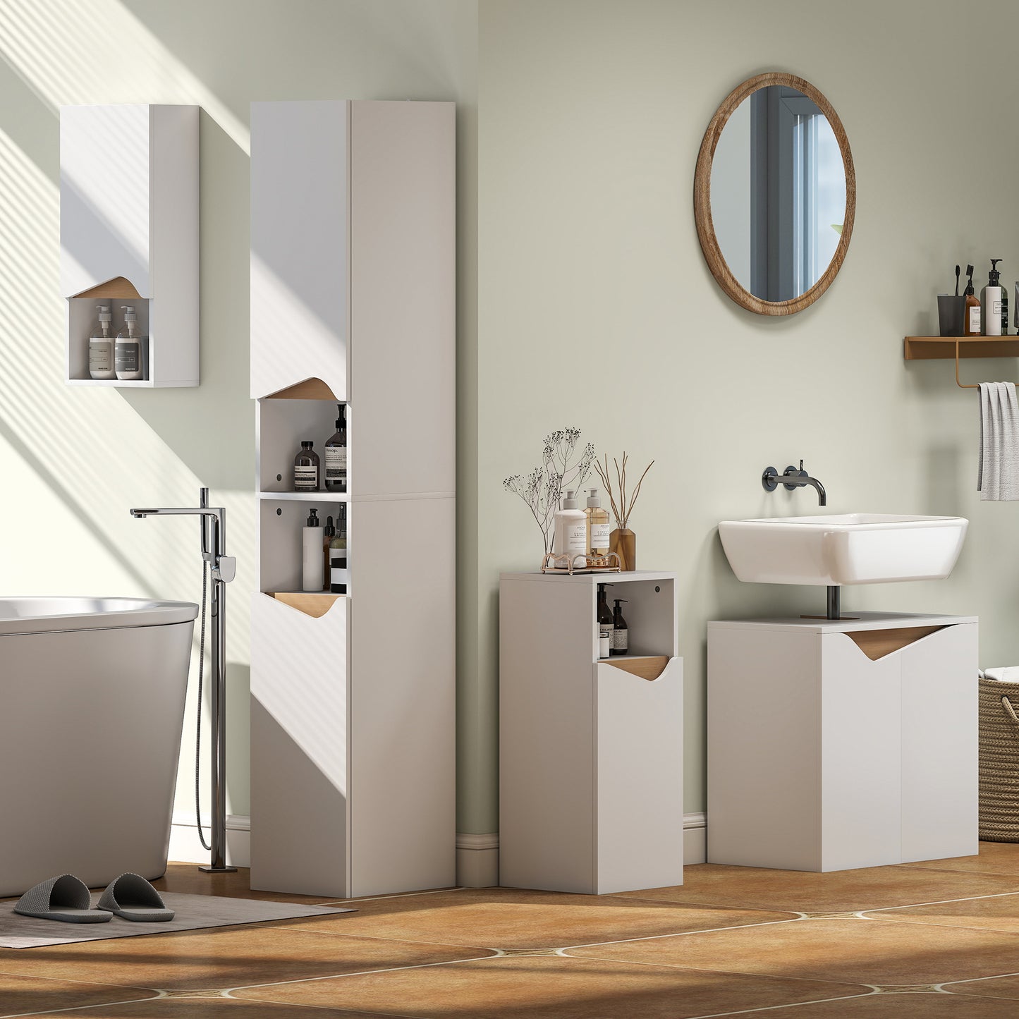 Slim Bathroom Storage Cabinet, Tall Bathroom Cabinet with 2 Doors