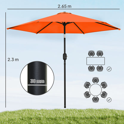 2.6M Garden Parasol Umbrella with Aluminium Pole, Tilt, Crank