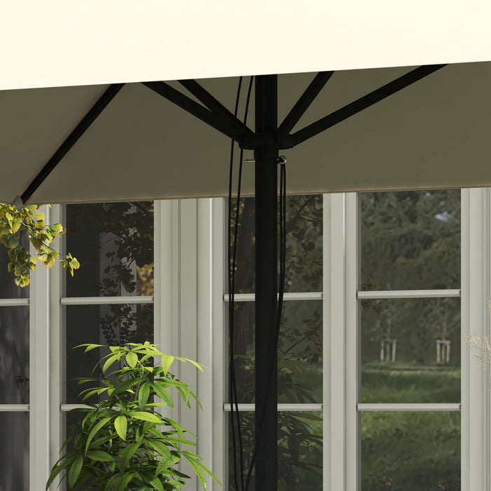 Patio Parasol Umbrella with Vent, Garden Market Table Umbrella Sun Shade Canopy with Piping Side, Beige