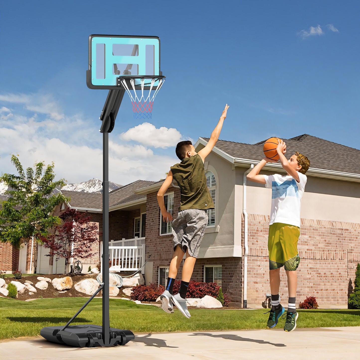 146-236cm Adjustable Basketball Hoop Outdoor, Portable on Wheels