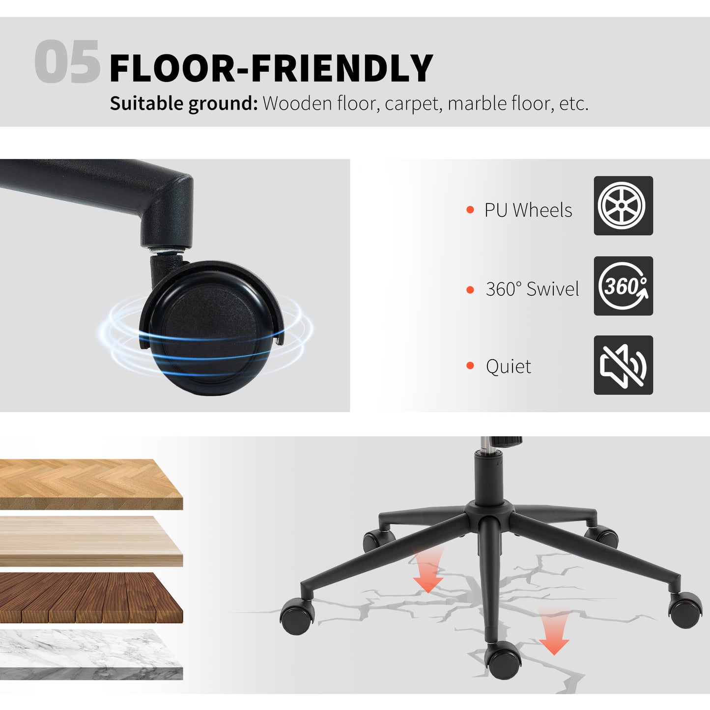 Criss Cross Chair with Wheels, Armless Wide Office Chair, Beige