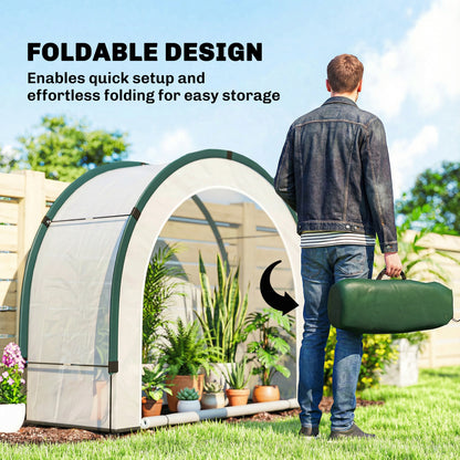 Foldable Small Greenhouse, Mini Greenhouse with PE Base, Green