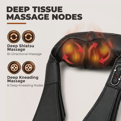 Neck and Shoulder Massager with Heat, Deep Tissue Shiatsu 3D Kneading Massager for Neck, Back, Waist, Hand and Leg, at Home and Car, Gifts for Women and Men