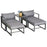 5 Piece Garden Conversation Set Patio Furniture Set Outdoor Sun Lounger 2 Sofas 2 Footstools End Table with Cushions