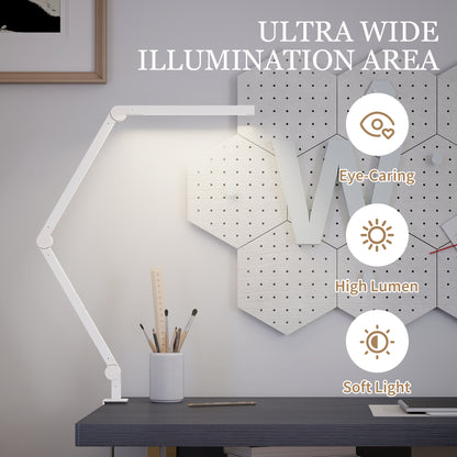 Desk Lamp with Adjustable Swing Arm, Dimmable LED Desk Light, White