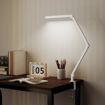 Desk Lamp with Adjustable Swing Arm, Dimmable LED Desk Light, White