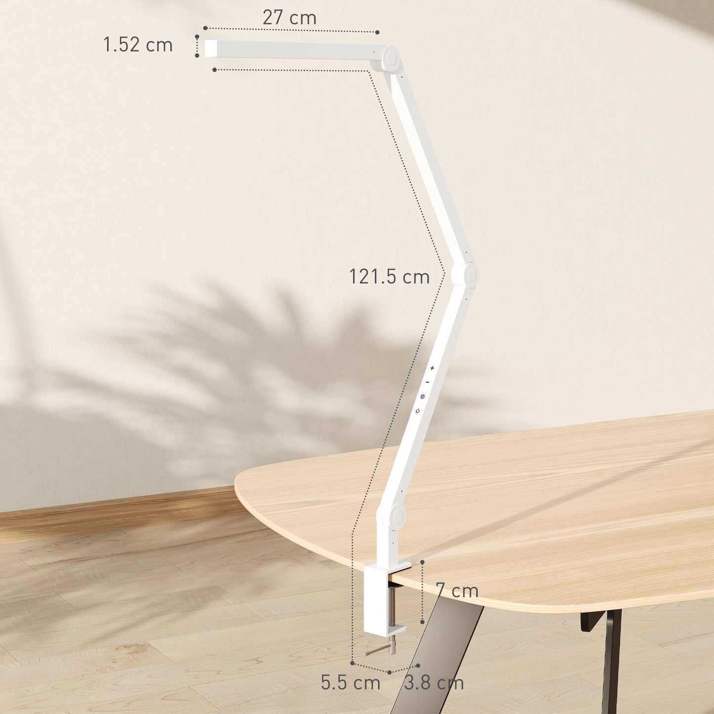 Desk Lamp with Adjustable Swing Arm, Dimmable LED Desk Light, White