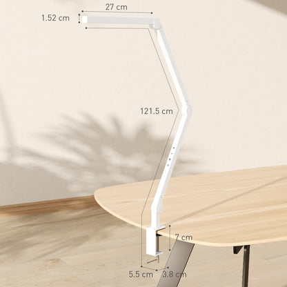 Desk Lamp with Adjustable Swing Arm, Dimmable LED Desk Light, White