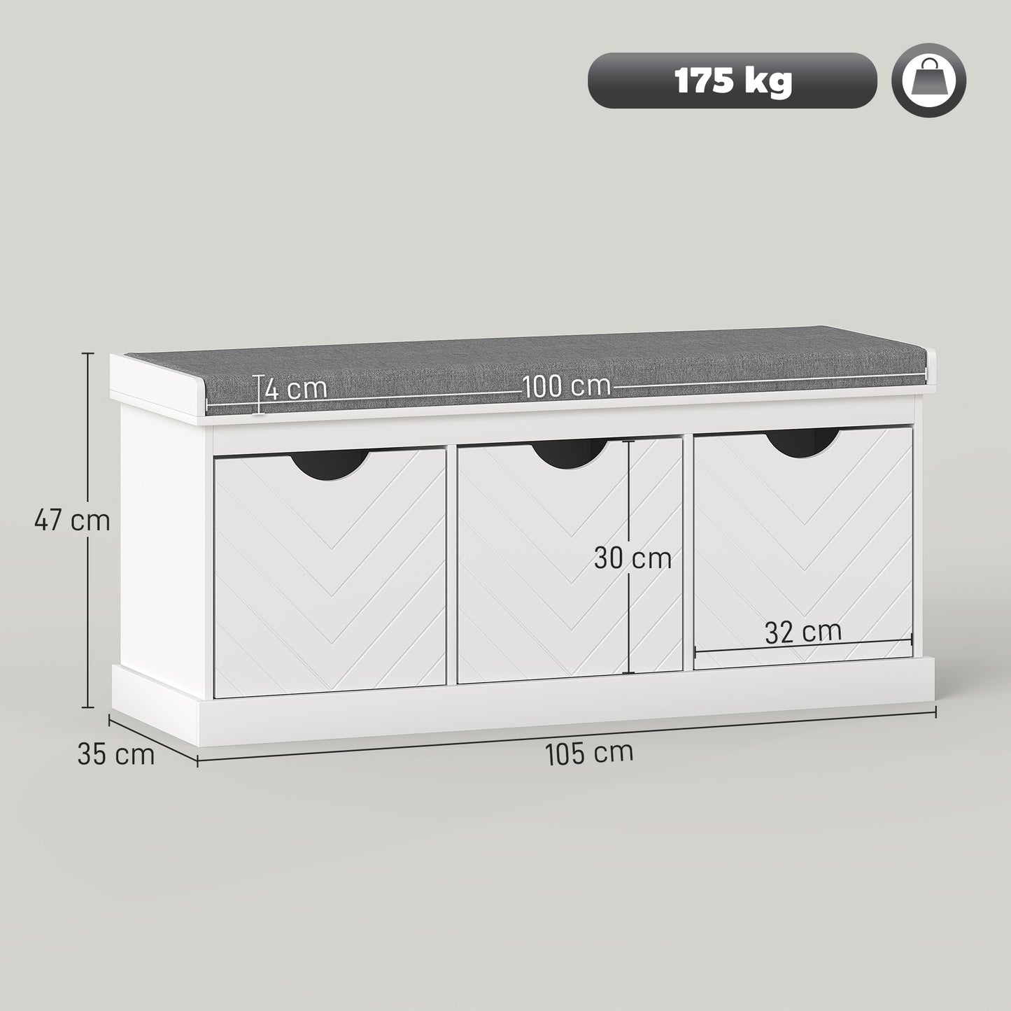 Chest of Drawers, 2 Fabric Drawer Dresser, Aluminium Handles, White