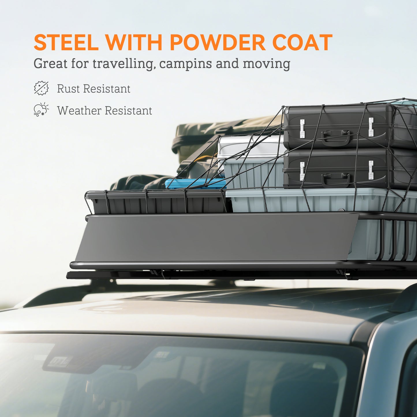 90.7 kg Universal Roof Rack Basket, Steel Car Rooftop Luggage Holder