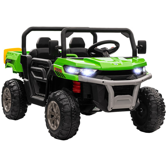 12V 2 Seater Kids Electric Ride-On Car w/ Electric Bucket - Green