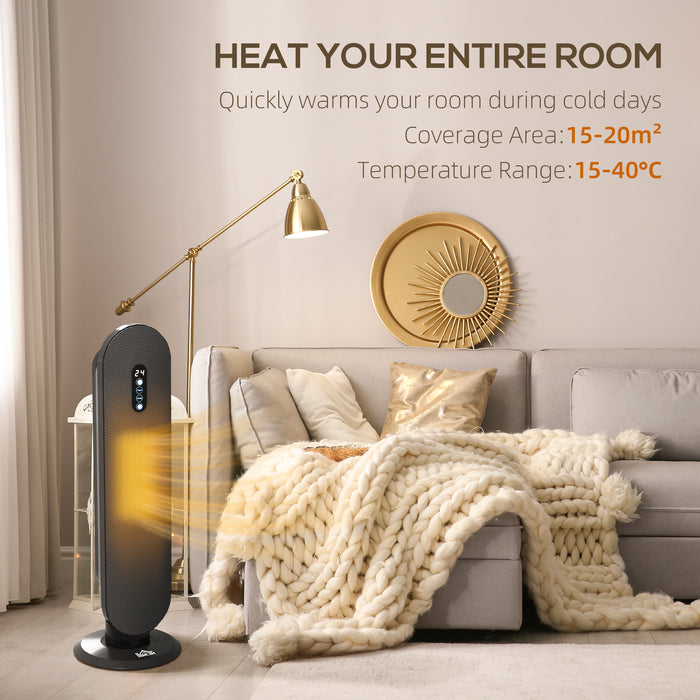 Ceramic Space Heater Tower Heater W/ 45° Oscillation, Black