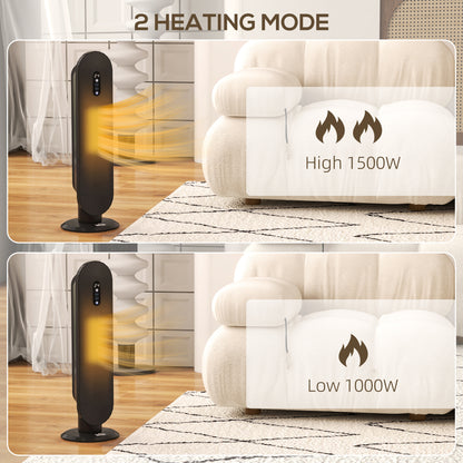 Ceramic Space Heater Tower Heater W/ 45° Oscillation, Black