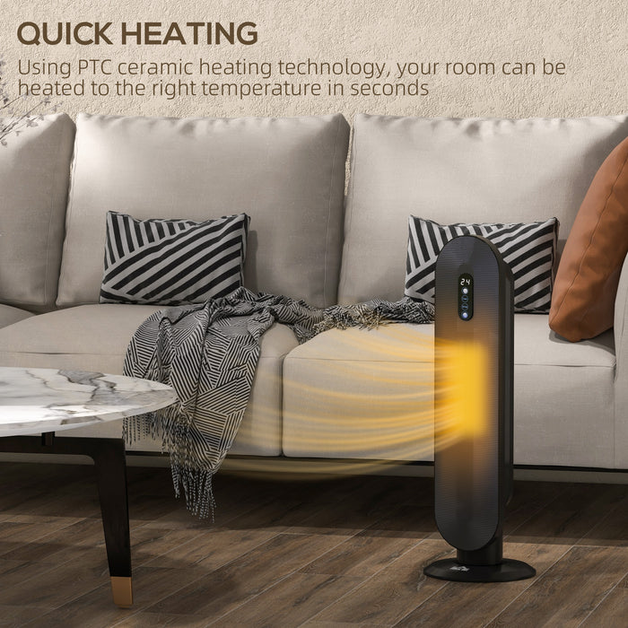 Ceramic Space Heater Tower Heater W/ 45° Oscillation, Black