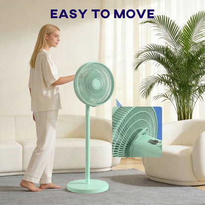 40 cm Standing Pedestal Fan, Quiet Electric Cooling Floor Fan, Green