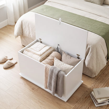 Storage Chest with Safety Hinged Lid, 102L Storage Box, White