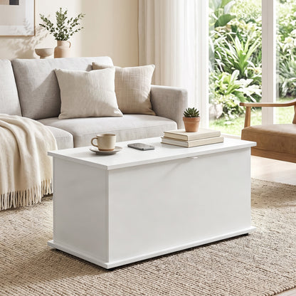 Storage Chest with Safety Hinged Lid, 102L Storage Box, White