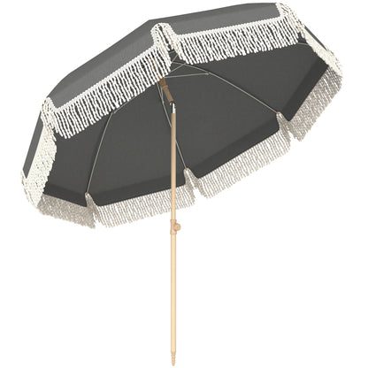 1.7 m Beach Umbrella, Adjustable Height Portable Parasol, Grey