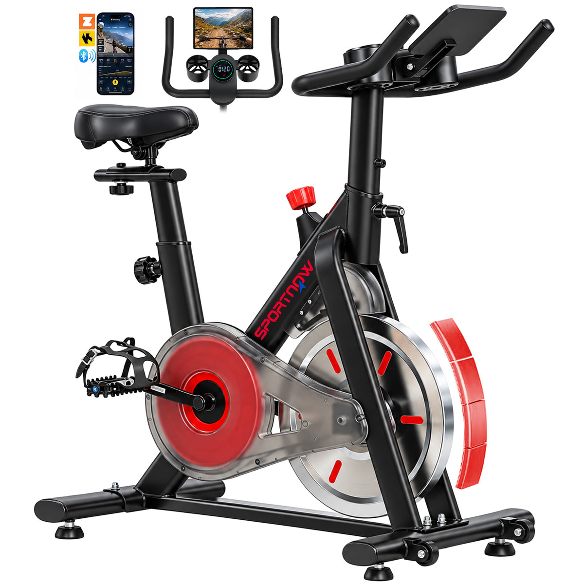 Magnetic Exercise Bike with 8kg Flywheel and Bluetooth App Connectivity - Black & Silver