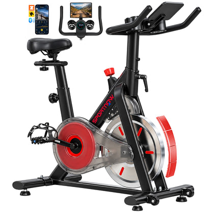 Magnetic Exercise Bike with 8kg Flywheel and Bluetooth App Connectivity - Black & Silver