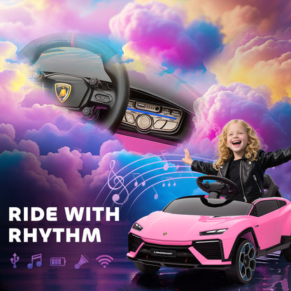 Licensed Lamborghini Electric Ride On Car with Suspension, Pink