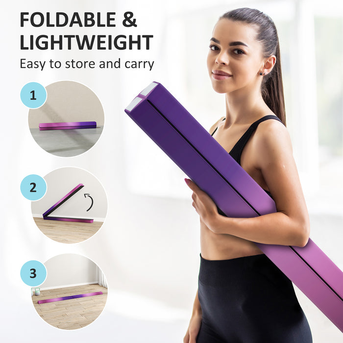 7.7ft Folding Gymnastics Balance Beam with Anti-Slip Base, Purple