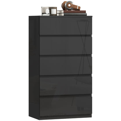 Bedroom Chest of Drawers, 5 Drawers Dresser, Drawer Unit, Black