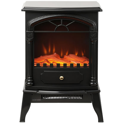 Portable Fireplace with Adjustable Thermostat, 2 Heat Settings, Black