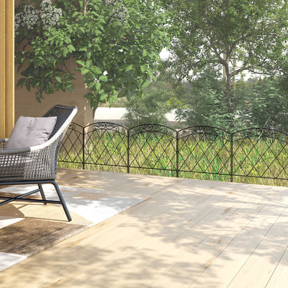 80 cm x 3 m Outdoor Picket Fence Panels with Panels, Swirls, Black