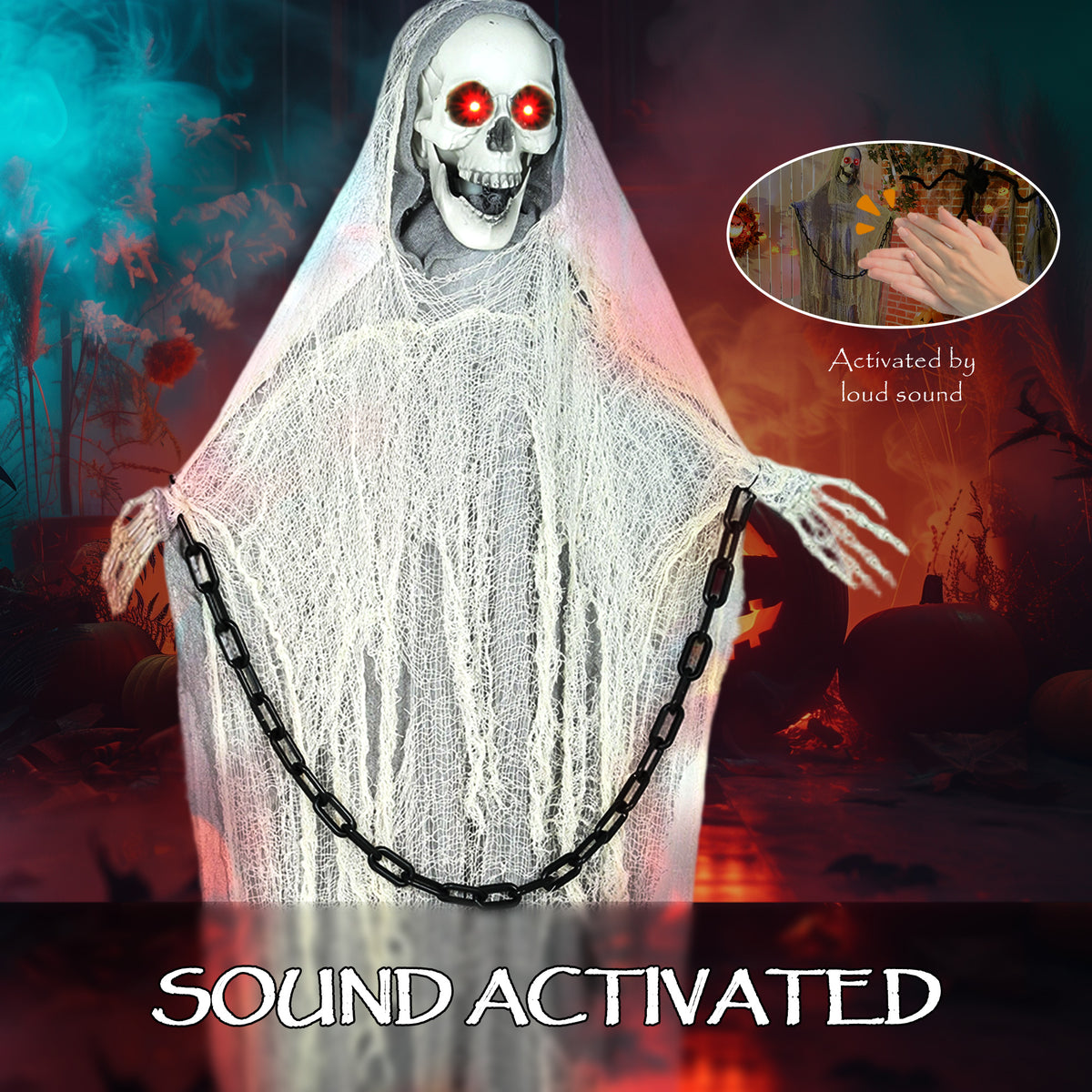 183 cm Life Size Scary Halloween Decorations, Battery Operated